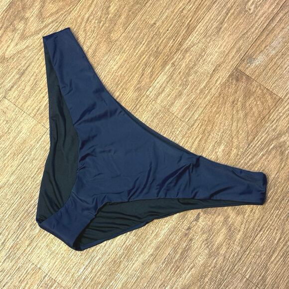 J. Crew Navy Blue Curved Waist Cheeky Bikini Bottom Size XXL - Picture 2 of 7